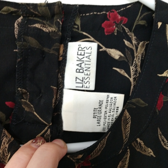 Vintage Floral Skirt Blouse Set Black Red Large - Picture 9 of 12